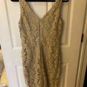 Ralph Lauren beige, lace cocktail dress